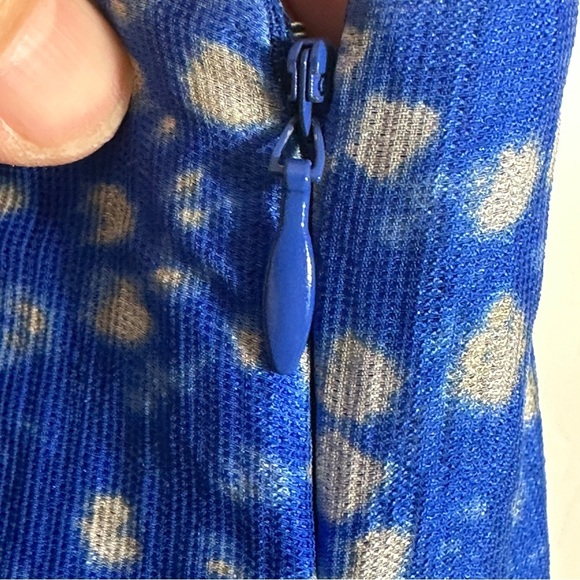 Ann Taylor Petite size 0P 100% silk layered dress, blue/cream, flowy, feminine - Picture 8 of 10